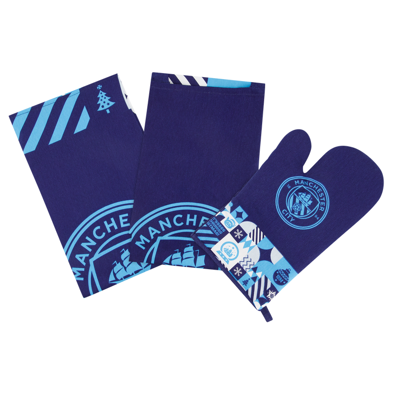 MCFC XMAS 25 GLOVE TOWEL APRON - navy
