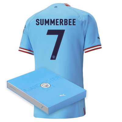 Manchester City Authentic Home Jersey 2022/23 with SUMMERBEE 7 printing in Gift Box