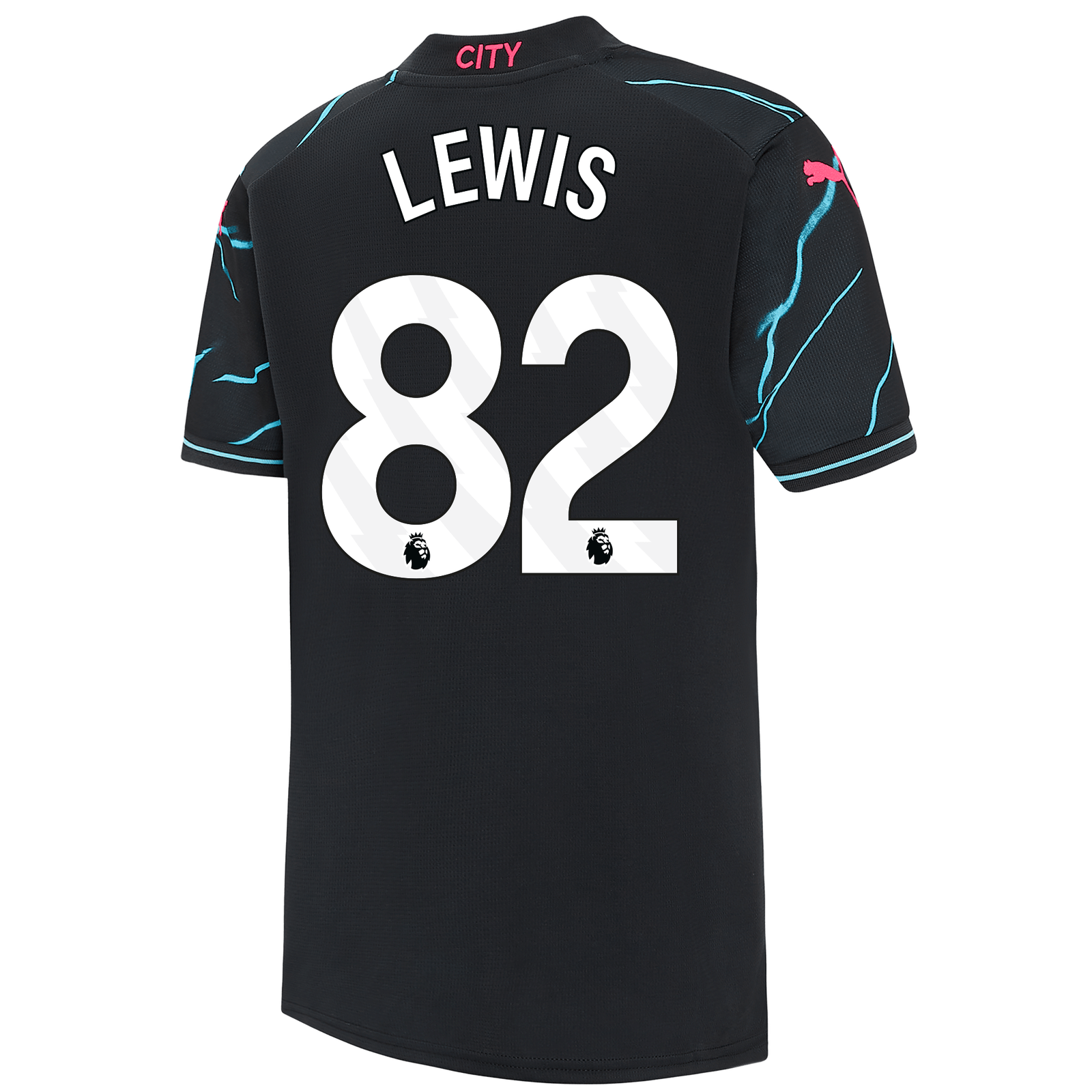 Kids' Manchester City Third Jersey 2023/24 with LEWIS 82 printing 