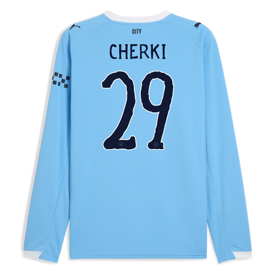 Manchester City Home Jersey 2025/26 Long Sleeve With CHERKI 29 Printing