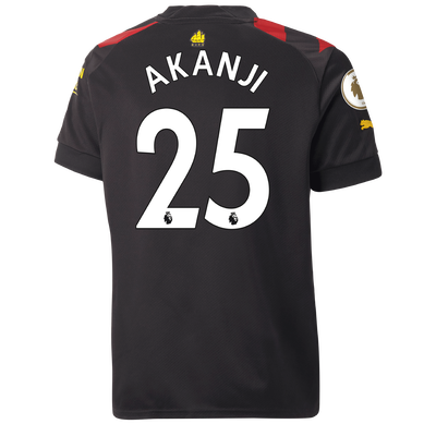 Kids' Manchester City Away Jersey 2022/23 with AKANJI 25 Printing
