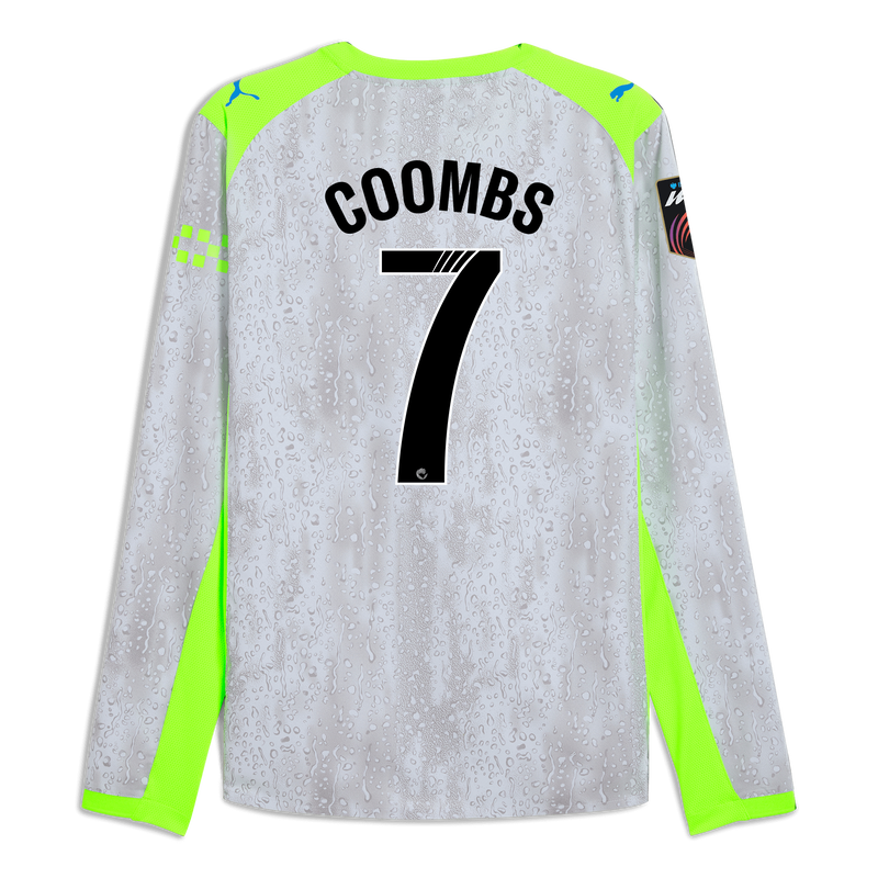 Man City 3rd Authentic Jersey 2025/26 Long Sleeve With COOMBS 7 Printing blue - Check out all Manchester City t-shirts online