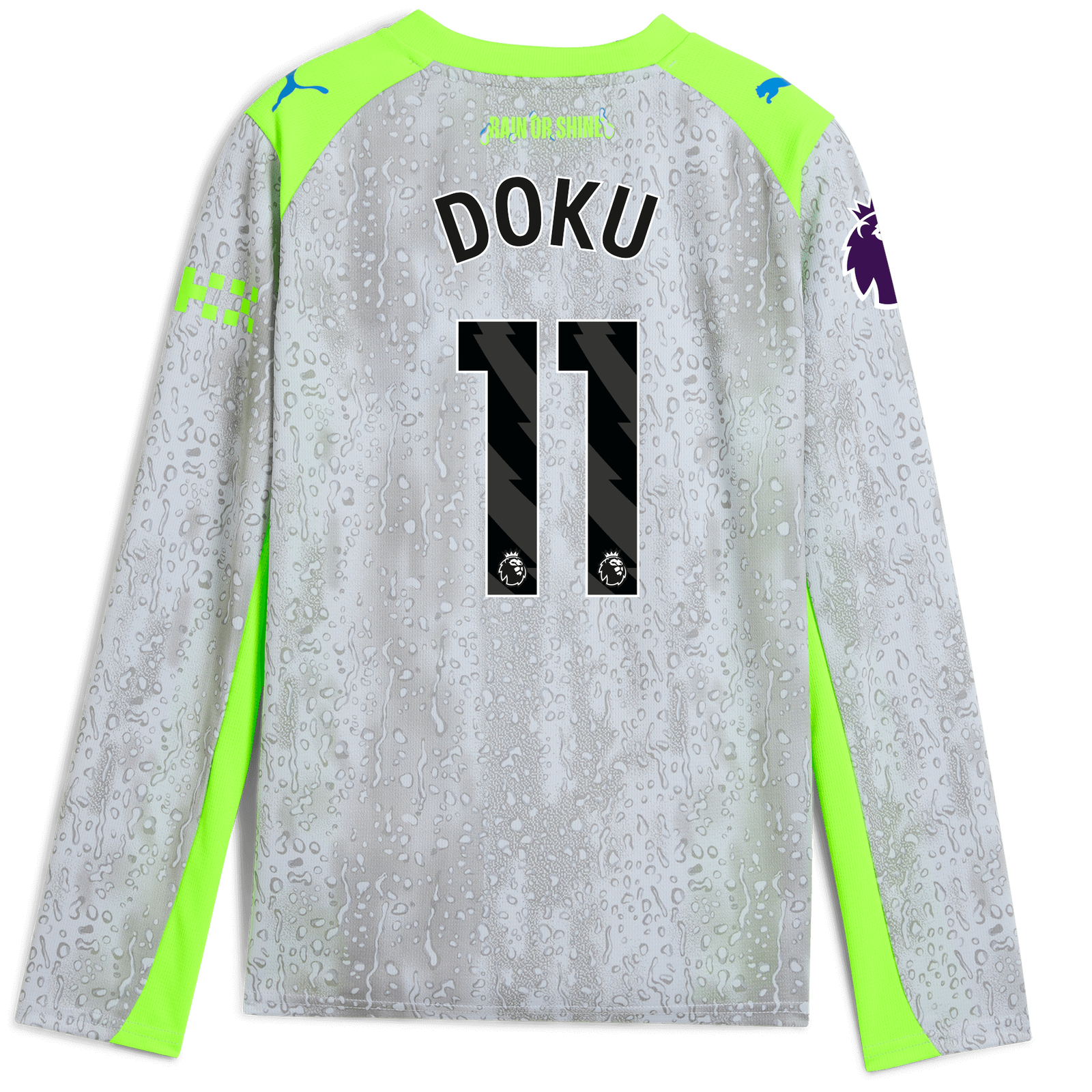 Kids' Manchester City Third Jersey 2025/26 Long Sleeve With DOKU 11 ...