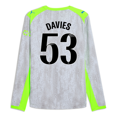 Manchester City Third Authentic Jersey 2025/26 Long Sleeve With DAVIES 53 Printing