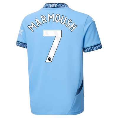 Kids' Manchester City Home Jersey 2024/25 With MARMOUSH 7 Printing