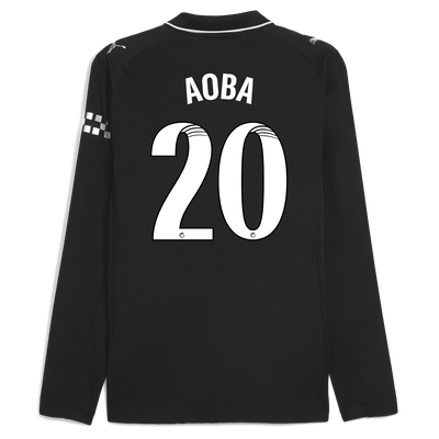 Manchester City Away Authentic Jersey 2025/26 Long Sleeve With AOBA 20 Printing