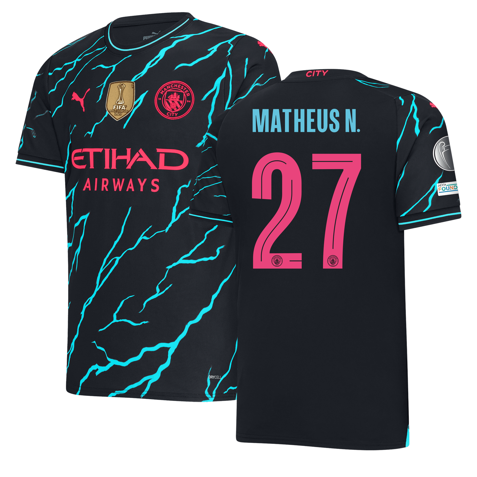 Manchester City Third Jersey 2023/24 with MATHEUS N. 27 printing