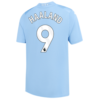 Kids' Manchester City Home Jersey 2023/24 with HAALAND 9 printing