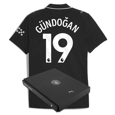 Manchester City Away Authentic Jersey 2025/26 With GÜNDOĞAN 19 Printing in Gift Box