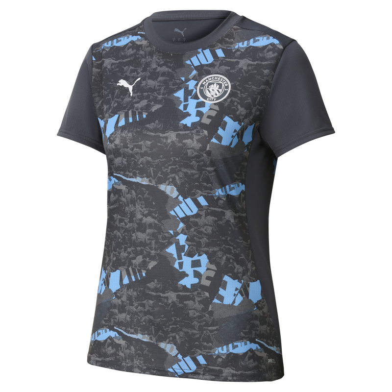 Women's Man City Pre-Match Short Sleeve Jersey grey / grey - Size S from polyester for females  - Official Manchester City FC store
