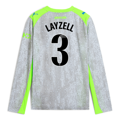 Kids' Manchester City Third Jersey 2025/26 Long Sleeve With LAYZELL 3 Printing