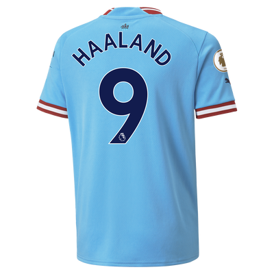 Kids' Manchester City Home Jersey 2022/23 with HAALAND 9 printing