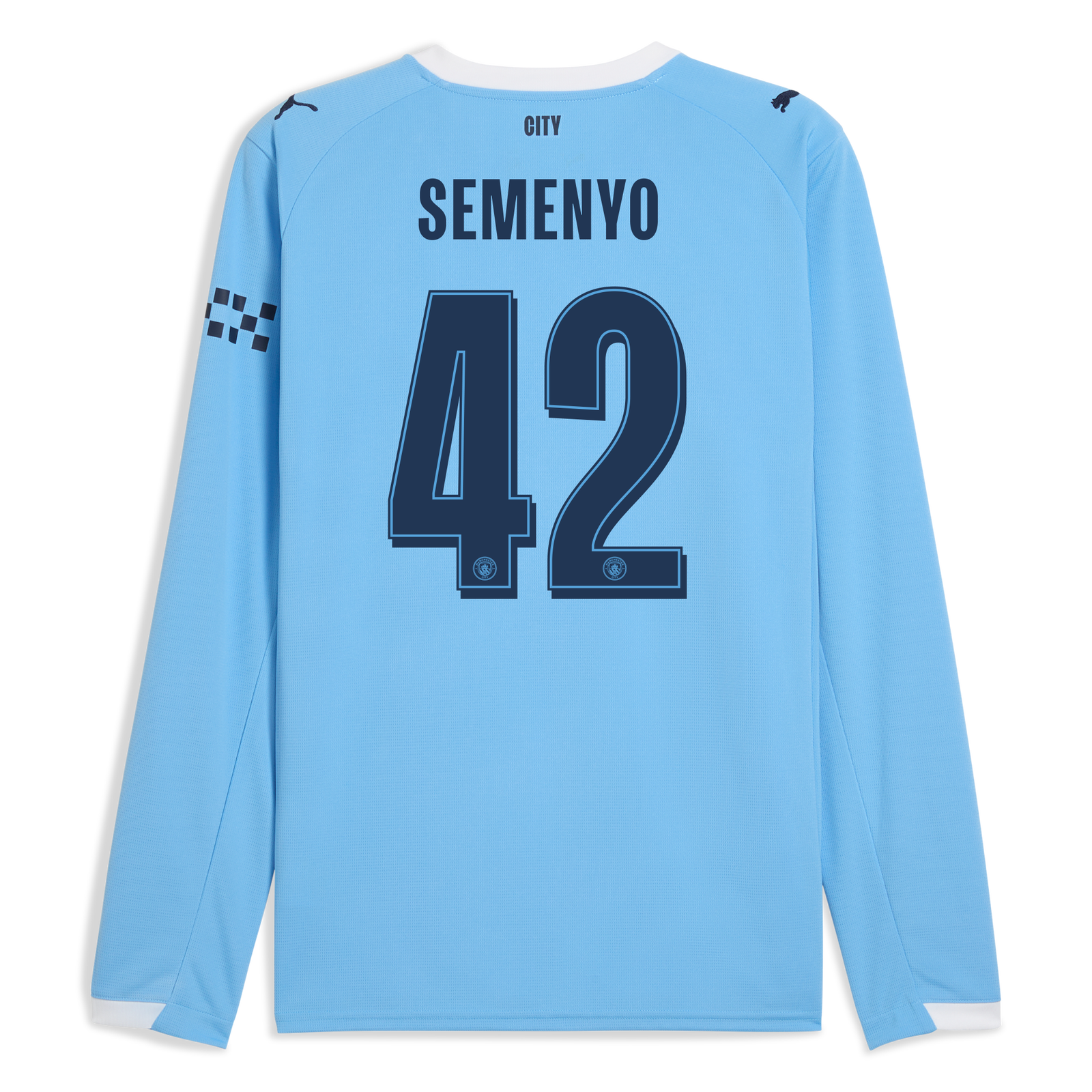 Manchester City Home Jersey 2025/26 Long Sleeve With SEMENYO 42