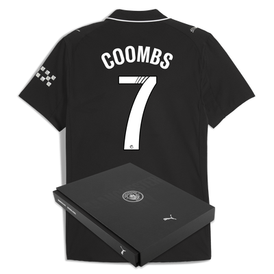 Manchester City Away Authentic Jersey 2025/26 With COOMBS 7 Printing in Gift Box