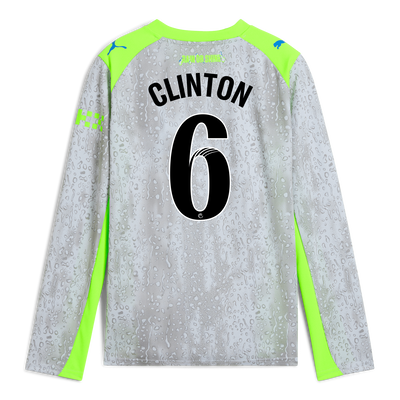 Kids' Manchester City Third Jersey 2025/26 Long Sleeve With CLINTON 6  Printing
