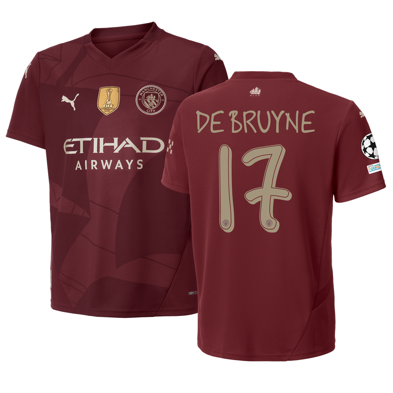 Kids Manchester City Third Jersey 2024 25 With DE BRUYNE 17 Printing Official Man City Store