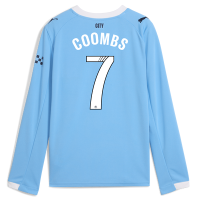 マンチェスター・シティ 2025/26 キッズ ホームユニフォーム（長袖 COOMBS 7プリント付き）