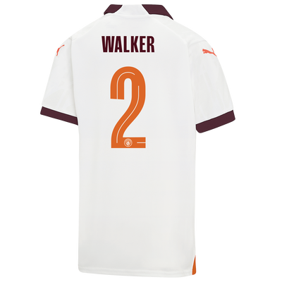 Kids' Manchester City Away Jersey 2023/24 with WALKER 2 printing