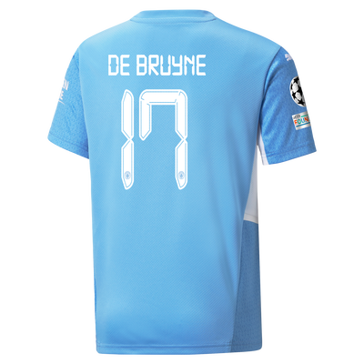 Kids Manchester City Home Shirt 21/22 with Kevin de Bruyne printing