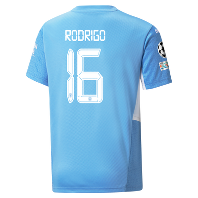 Kids Manchester City Home Shirt 21/22 with Rodrigo printing