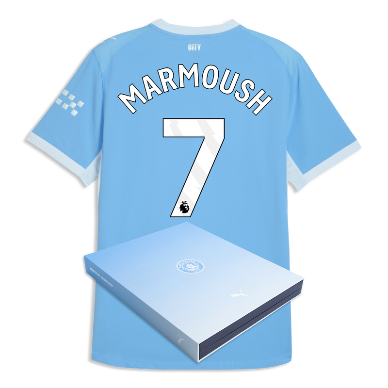Man City Home Authentic Jersey 2026/27 With MARMOUSH 7 Printing in Gift Box  blue-icy blue - Size XL from polyester for males