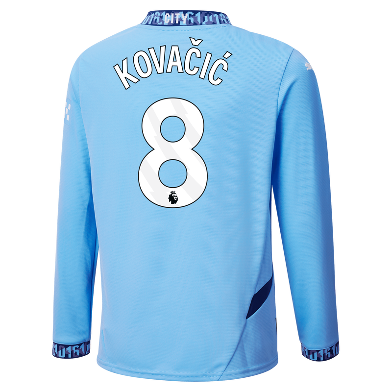 Kids' Man City Home Jersey 24/25 Long Sleeve  With KOVAČIĆ 8 Printing  blue - Check out all Manchester City t-shirts online