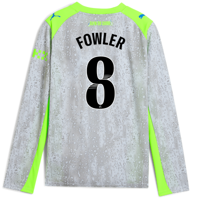 Kids' Manchester City Third Jersey 2025/26 Long Sleeve With FOWLER 8 Printing