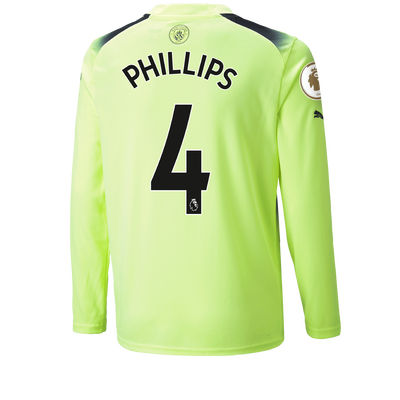 Kids' Manchester City Third Jersey 2022/23 long sleeve with PHILLIPS 4 printing