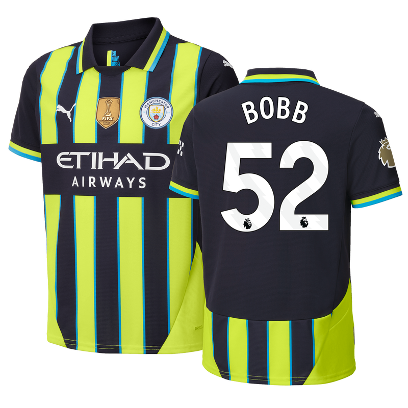 Kids' Man City Away Jersey 24/25 With BOBB 52 Printing new navy unisex - Size 5/6 from polyester  - Official Manchester City FC store