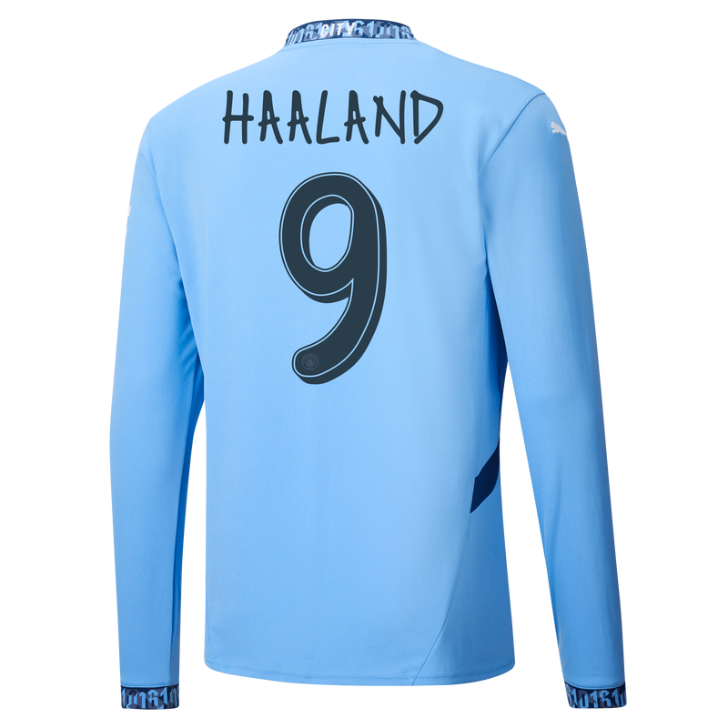 Camiseta Manga Larga 1 Equipacion Manchester City 2024 25 con estampado de HAALAND 9 Official Man City Store
