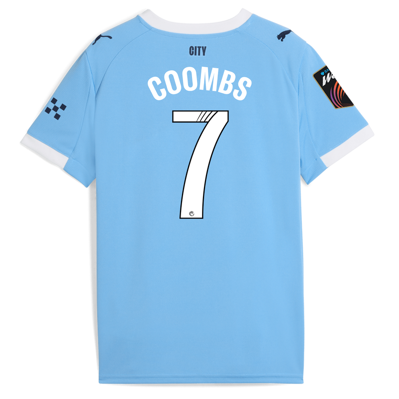 Kids' Man City Home Jersey 2025/26 With COOMBS 7 Printing  blue - Check out all Manchester City t-shirts online - Official Manchester City FC store