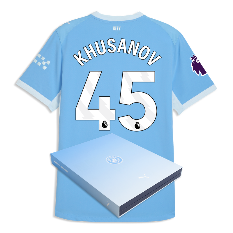 Man City Home Authentic Jersey 2026/27 With KHUSANOV 45 Printing in Gift Box  blue-icy blue - Size XL from polyester for males