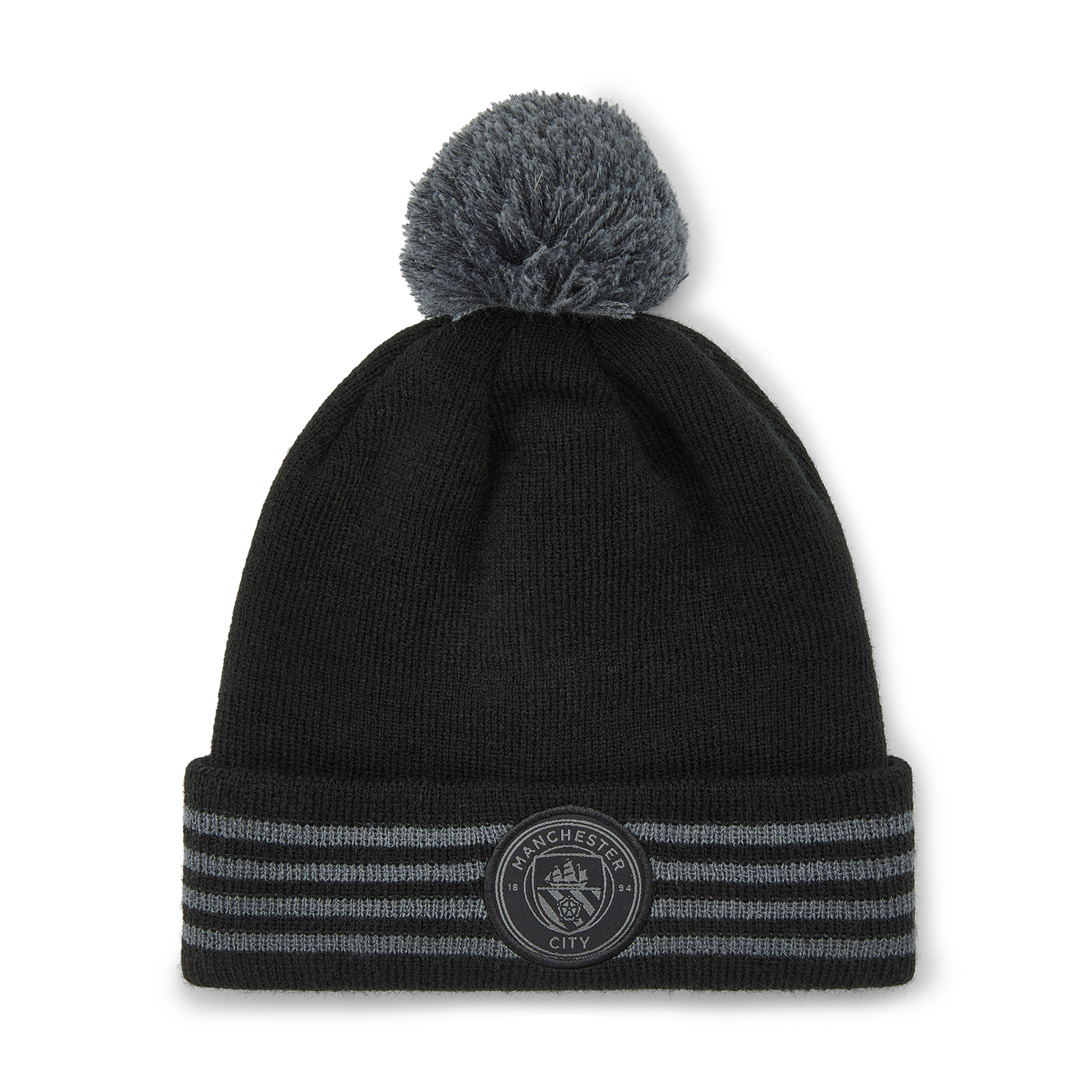 Manchester City Stripe Cuff Bobble Hat