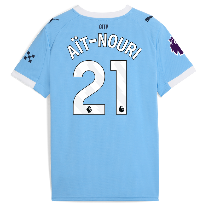 Kids' Man City Home Jersey 2025/26 With AÏT-NOURI 21 Printing  blue unisex - Size 15/16 from polyester  - Official Manchester City FC store