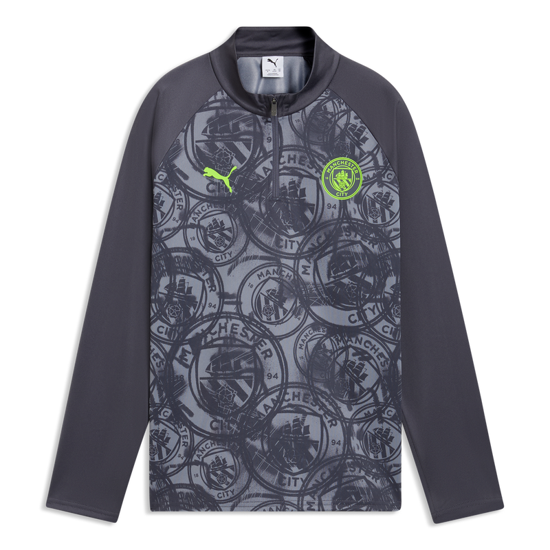 Kids' Man City Pre-Match 1/4 Zip Top galactic gray-pro green - Check out all Manchester City midlayers online - Official Manchester City FC store