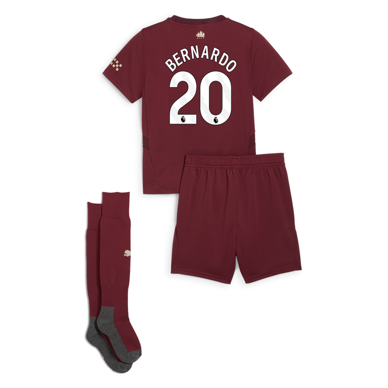 Man City 3rd Mini Kit 24/25 With BERNARDO 20 Printing burgundy - Check out all Manchester City t-shirts online - Official Manchester City FC store