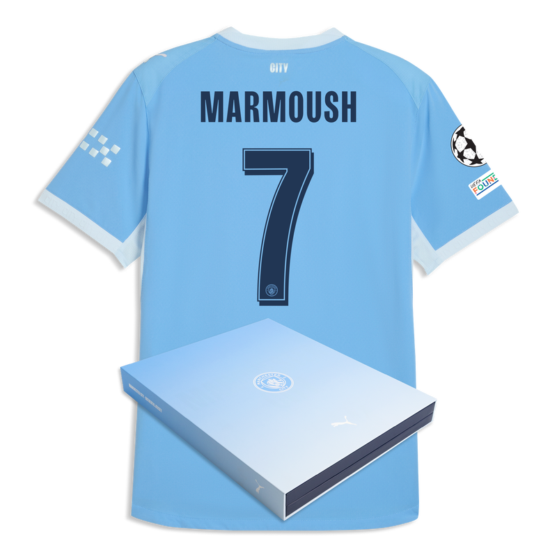 Man City Home Authentic Jersey 2026/27 With MARMOUSH 7 Printing in Gift Box  blue-icy blue - Check out all Manchester City t-shirts online