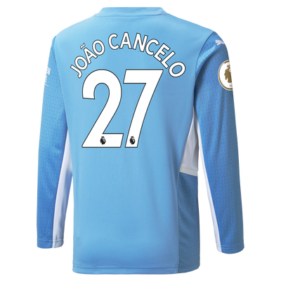 Kids Manchester City Home Longsleeve Shirt 21/22 with João Cancelo printing