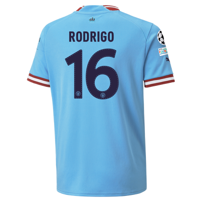 Kids' Manchester City Home Jersey 22/23 with RODRIGO 16 printing