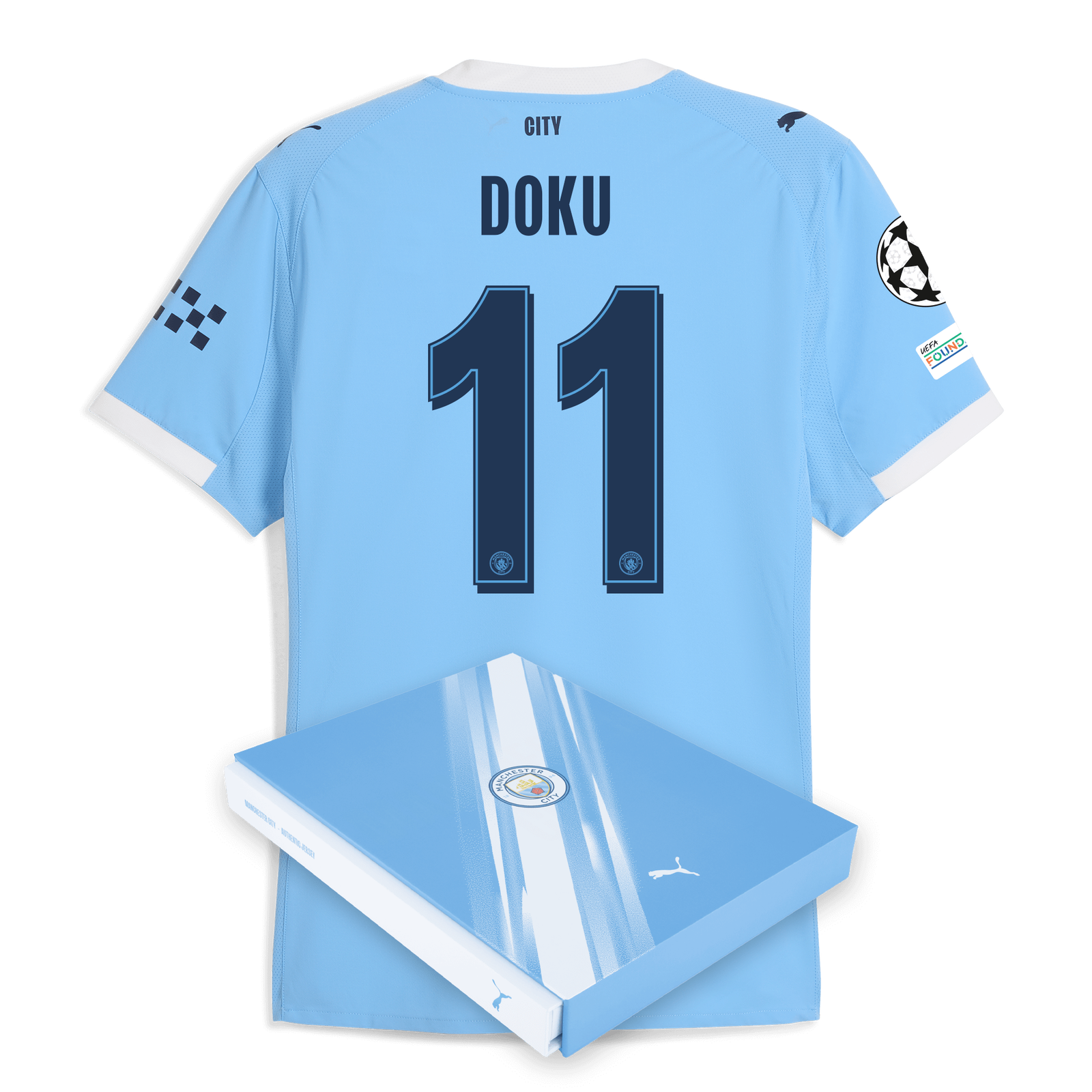 Manchester City Home Authentic Jersey 2025/26 With DOKU 11