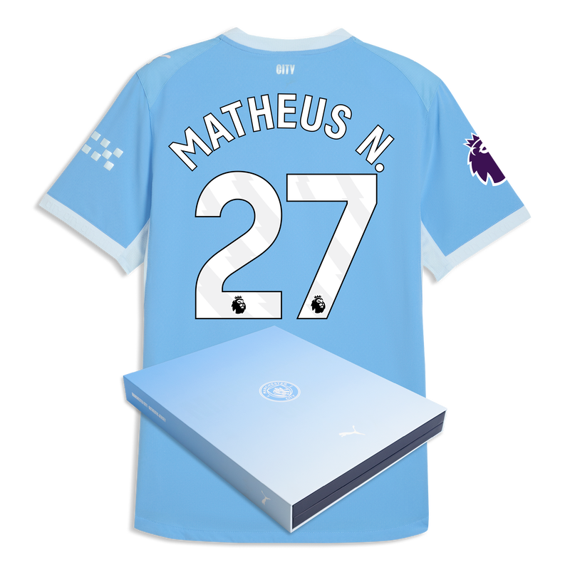 Man City Home Authentic Jersey 2026/27 With MATHEUS N. 27 Printing in Gift Box  blue-icy blue - Check out all Manchester City t-shirts online