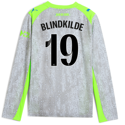Kids' Manchester City Third Jersey 2025/26 Long Sleeve With BLINDKILDE 19 Printing