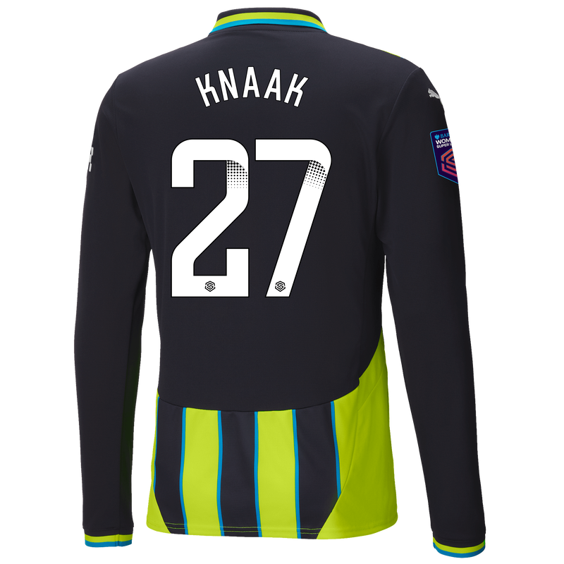 Man City Away Jersey 24/25 Long Sleeve With KNAAK 27 Printing new navy - Size M from polyester for males  - Official Manchester City FC store