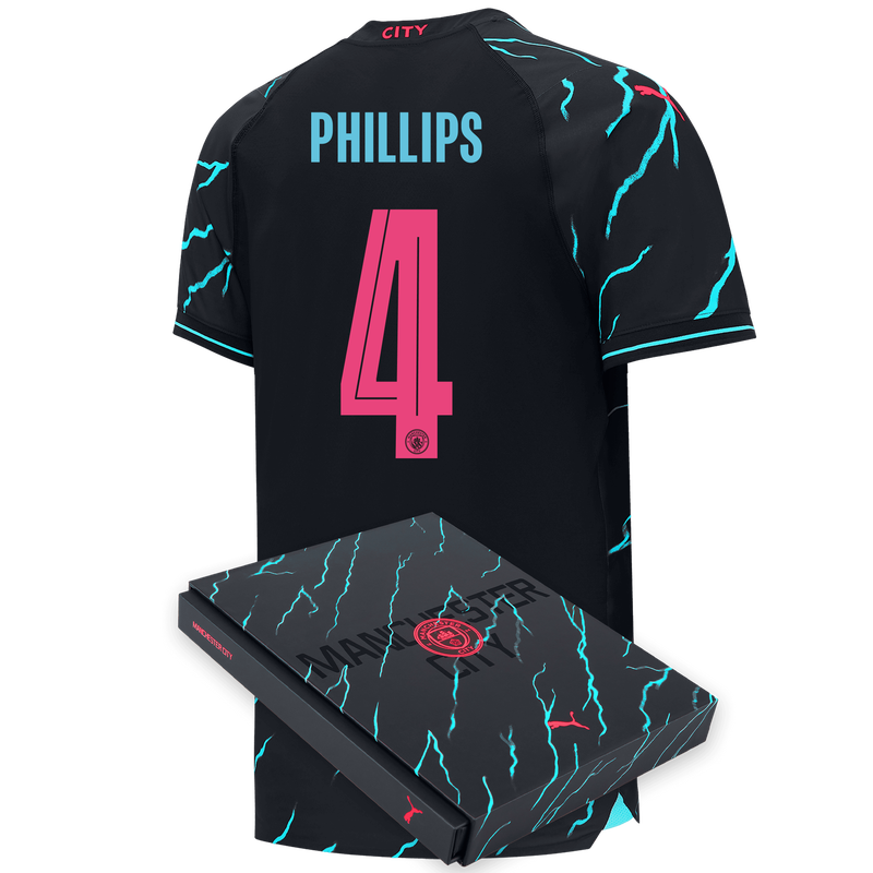 Mcfc Man City Authentic Away Jersey 2023/24 with Phillips 4 Printing in Gift Box
