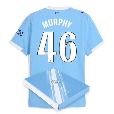 Manchester City Home Authentic Jersey 2025/26 With MURPHY 46 Printing in Gift Box