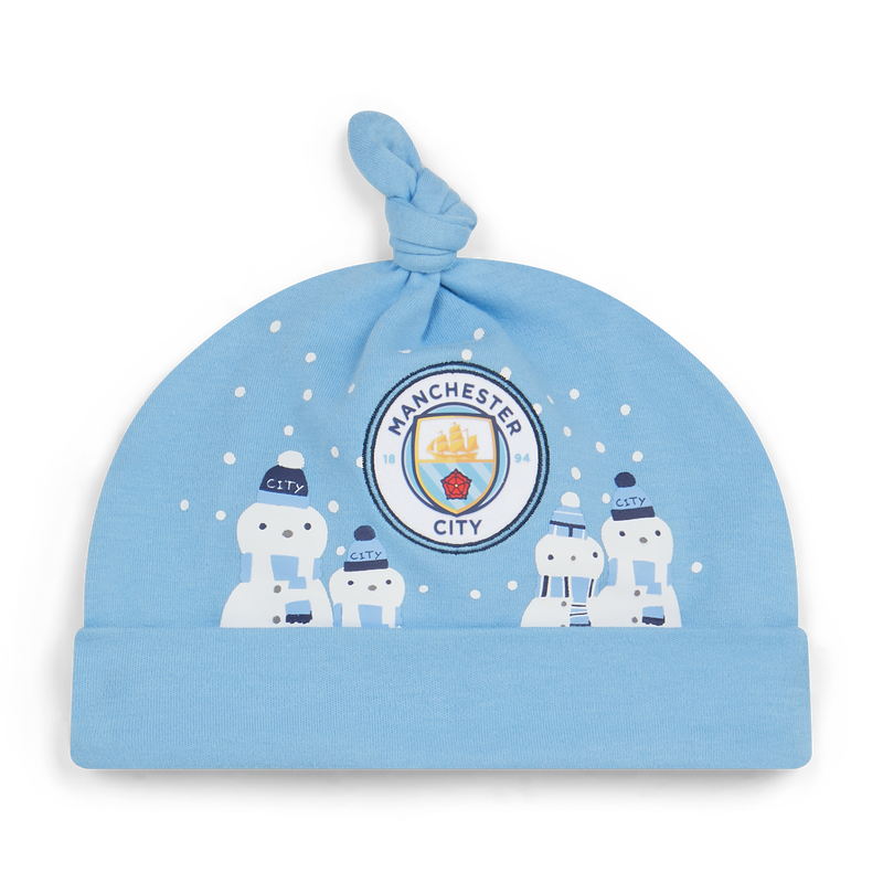 MCFC SNOWMAN BABY SLEEPSUIT&HAT - blue