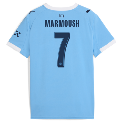 Kids' Manchester City Home Jersey 2025/26 With MARMOUSH 7 Printing