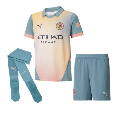 Kit Completo Cuarto de Manchester City para Niños 24/25