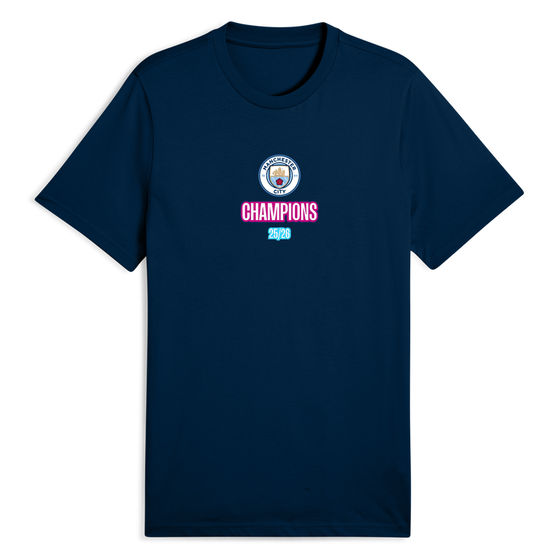 Manchester City Kids WSL Winners 25/26 Tee - Navy