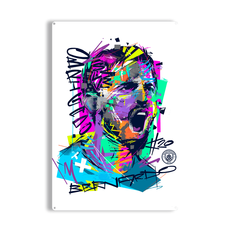 Manchester City Bernardo Metal Sign - White